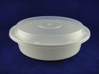 850P PP Round Black/White Container w/ Clear PP Lid
